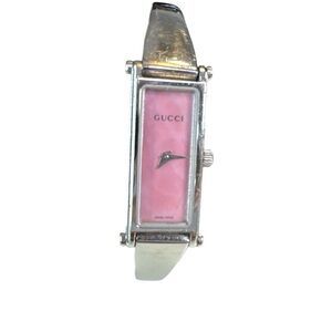 Gucci Women's Watch with Pink Dial and Silver Band